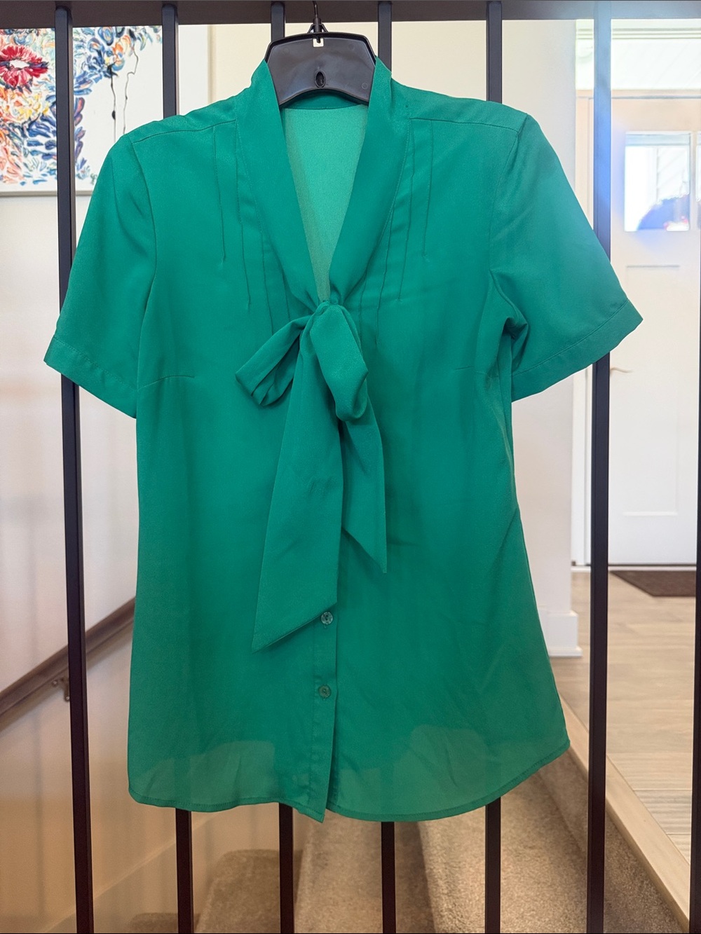 The Limited Emerald Green Tie-Neck Blouse